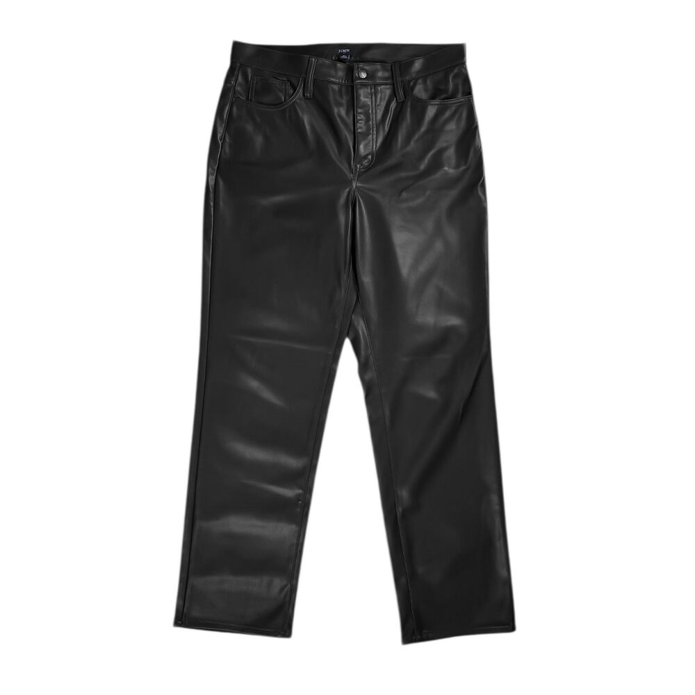 J.Crew Women’s Pants 31 Black Faux Leather High Rise Straight Leg Vegan Chic